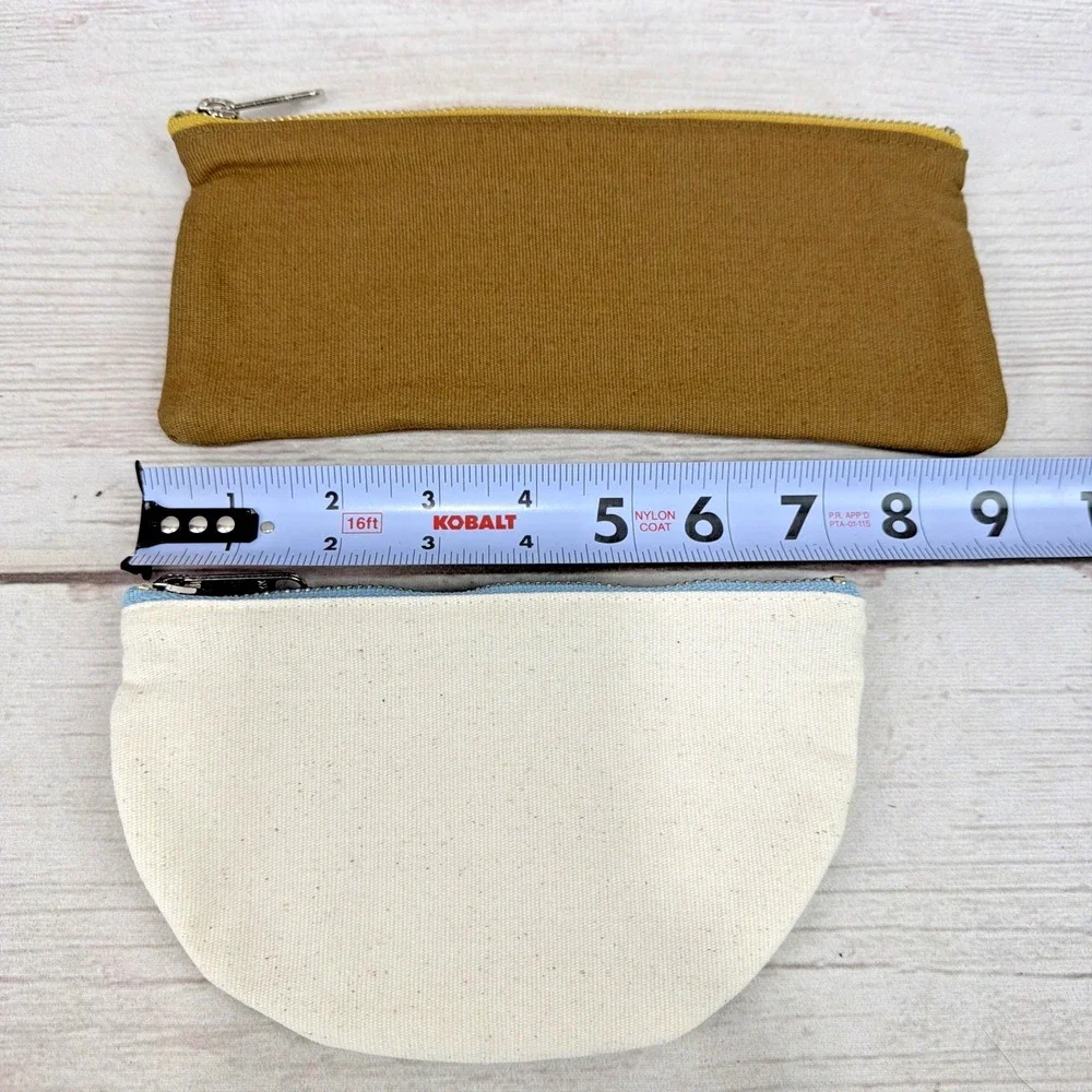 Elizabeth Suzann Zip Pouch 2-Piece Set Cotton Canvas Cream & Brown Brand New!